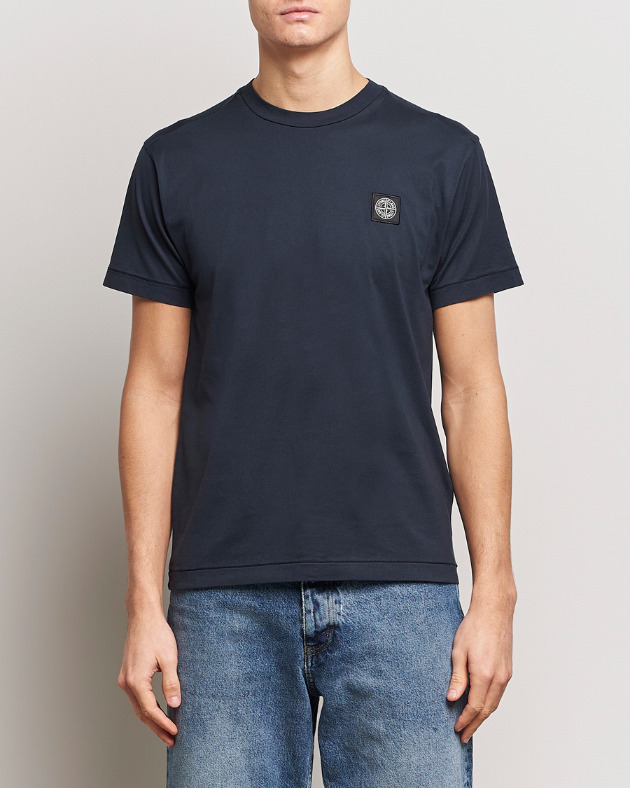 Hombres |  | Stone Island | Garment Dyed Cotton Jersey T-Shirt Navy Blue