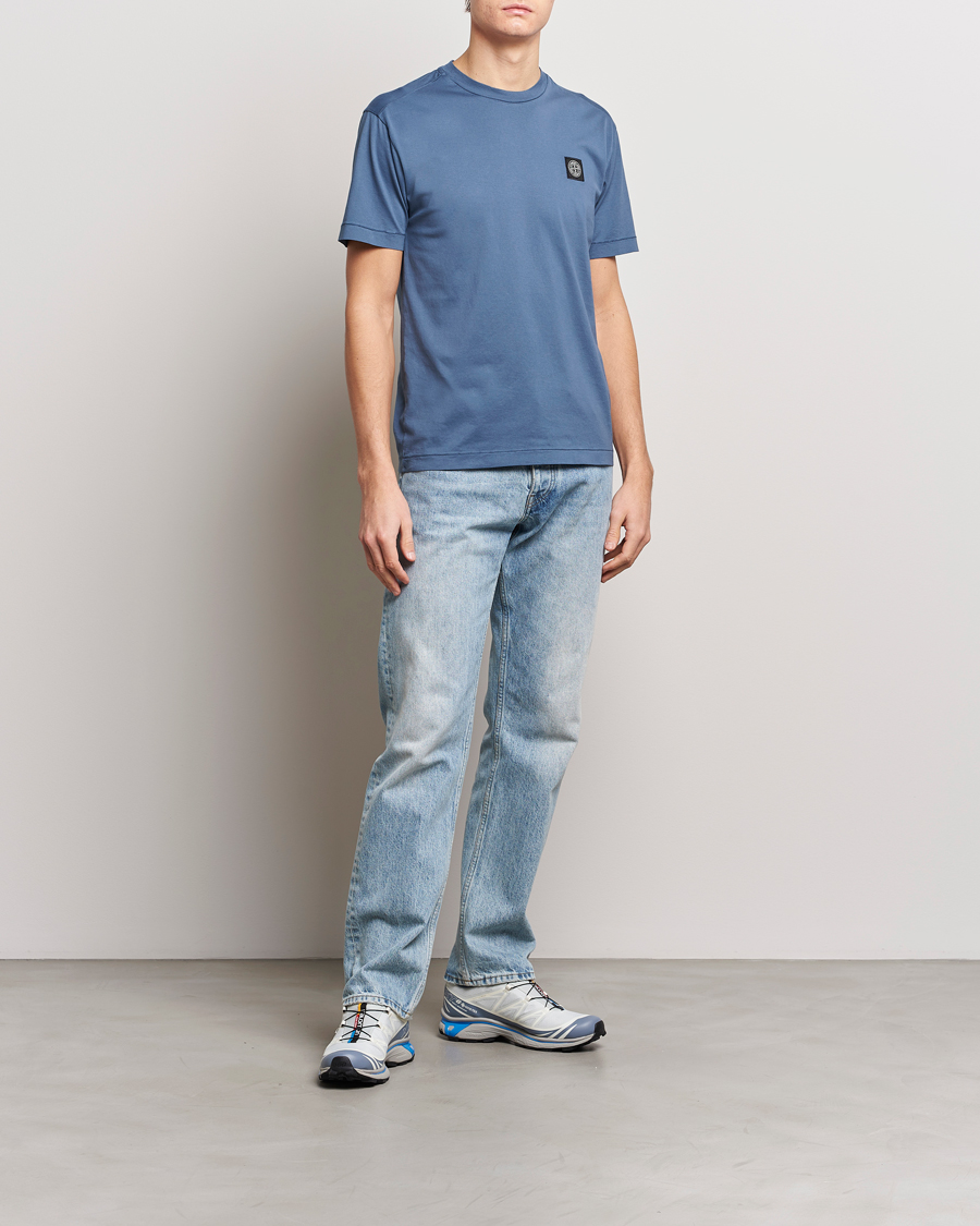 Hombres | Camisetas | Stone Island | Garment Dyed Cotton Jersey T-Shirt Dark Blue