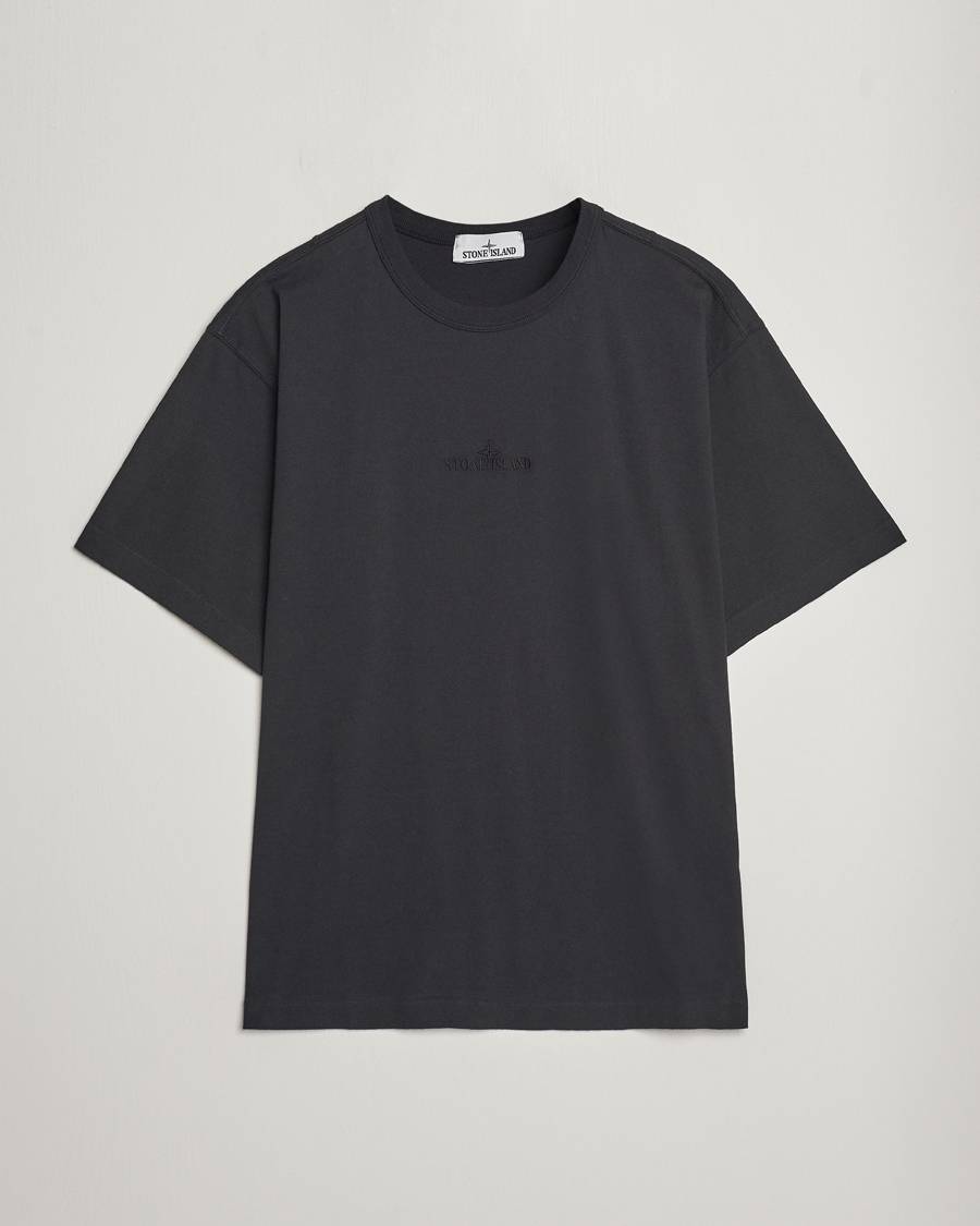 Hombres | Camisetas | Stone Island | Organic Cotton Fissato Effect Center Logo T-Shirt Black