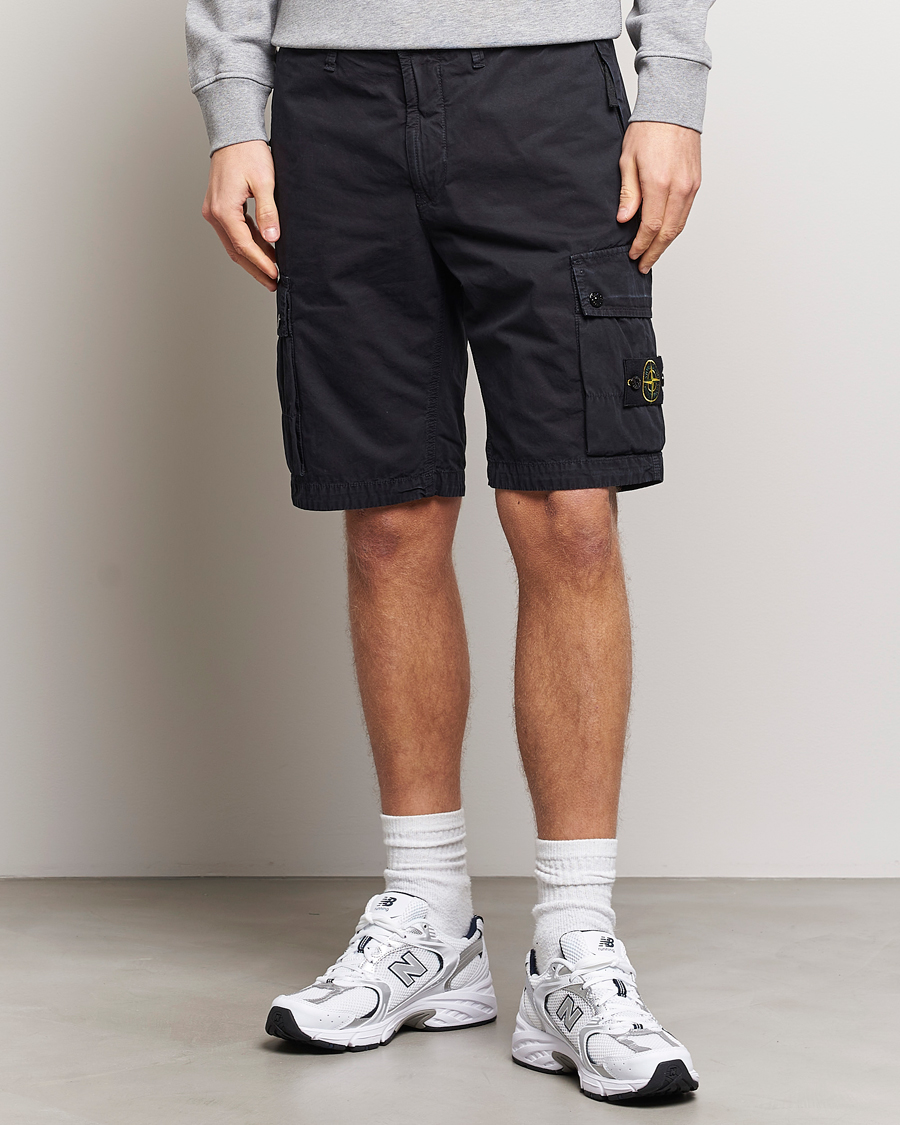 Hombres | Pantalones cortos | Stone Island | Brushed Cotton Canvas Cargo Shorts Navy Blue