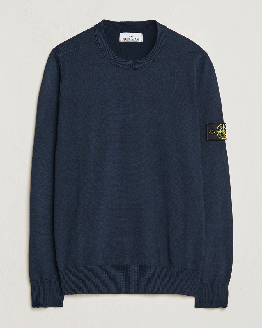 Hombres | Jerséis y prendas de punto | Stone Island | Soft Organic Cotton Crew Neck Navy Blue