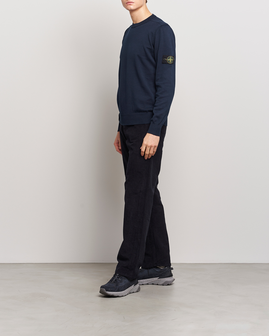 Hombres | Jerséis y prendas de punto | Stone Island | Soft Organic Cotton Crew Neck Navy Blue