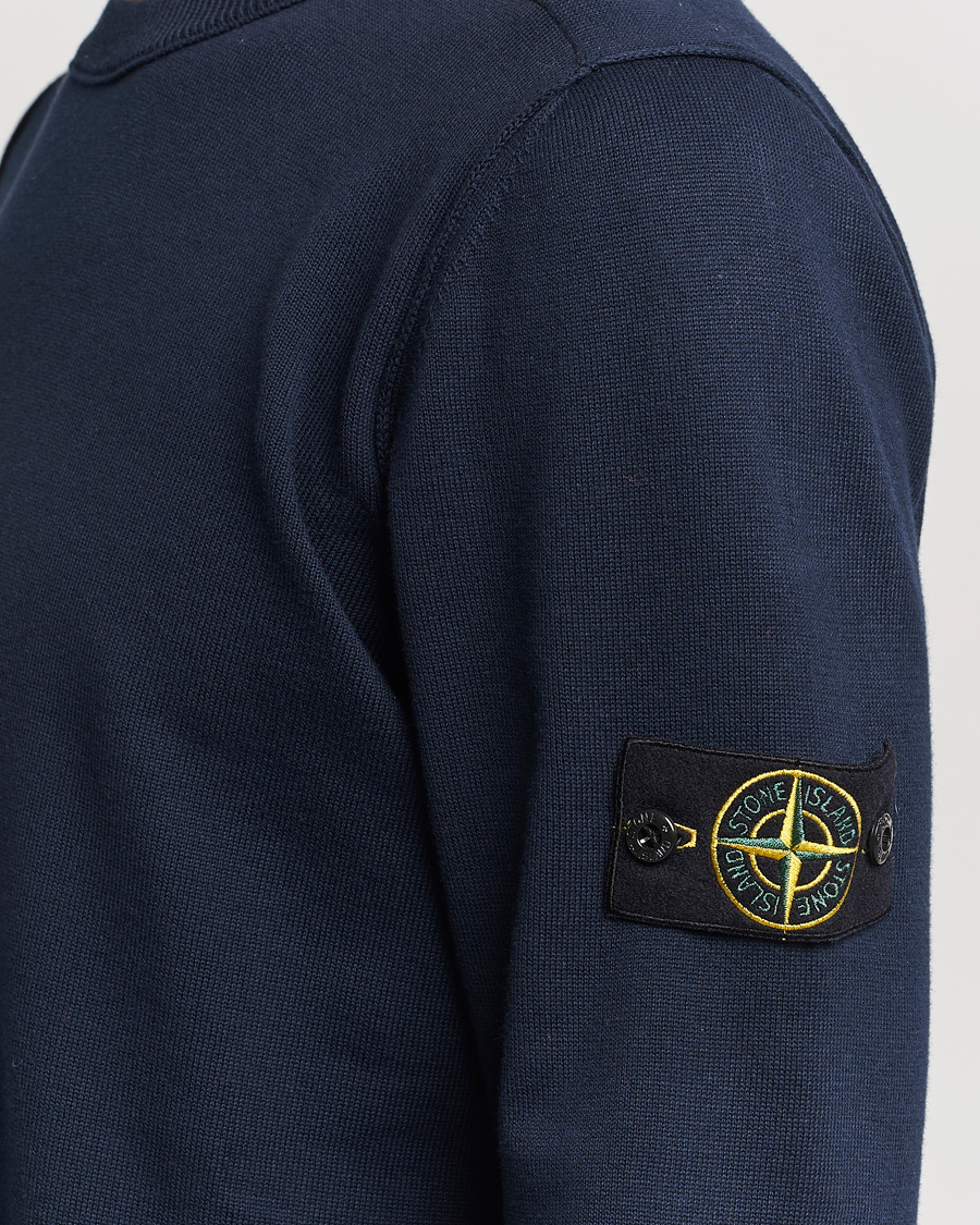 Hombres | Jerséis y prendas de punto | Stone Island | Soft Organic Cotton Crew Neck Navy Blue