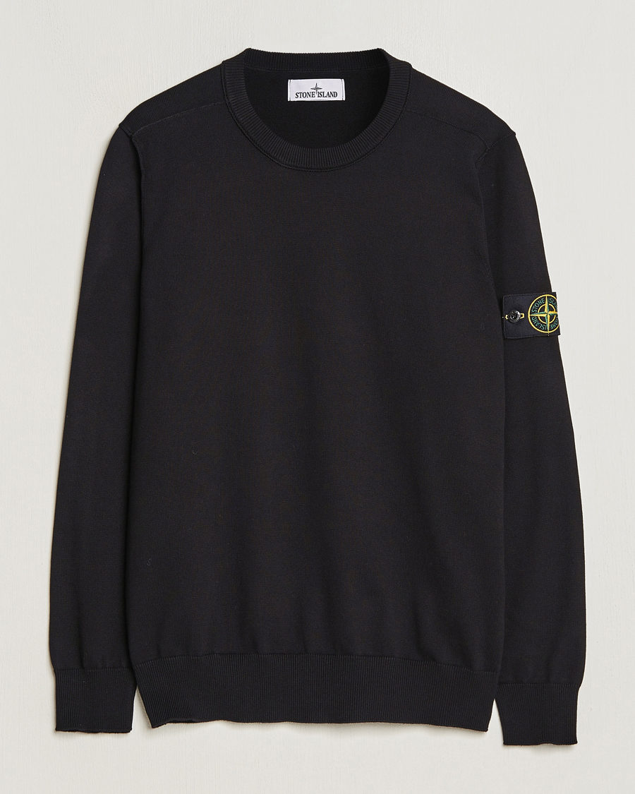 Hombres | Jerséis y prendas de punto | Stone Island | Soft Organic Cotton Crew Neck Black
