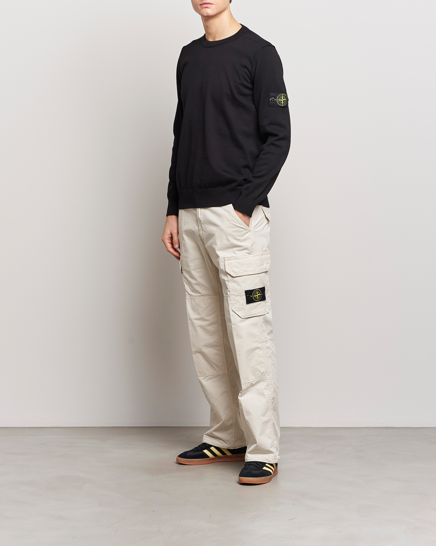 Hombres | Jerséis y prendas de punto | Stone Island | Soft Organic Cotton Crew Neck Black