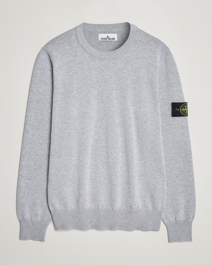 Hombres | Jerséis y prendas de punto | Stone Island | Soft Organic Cotton Crew Neck Dark Grey Melange