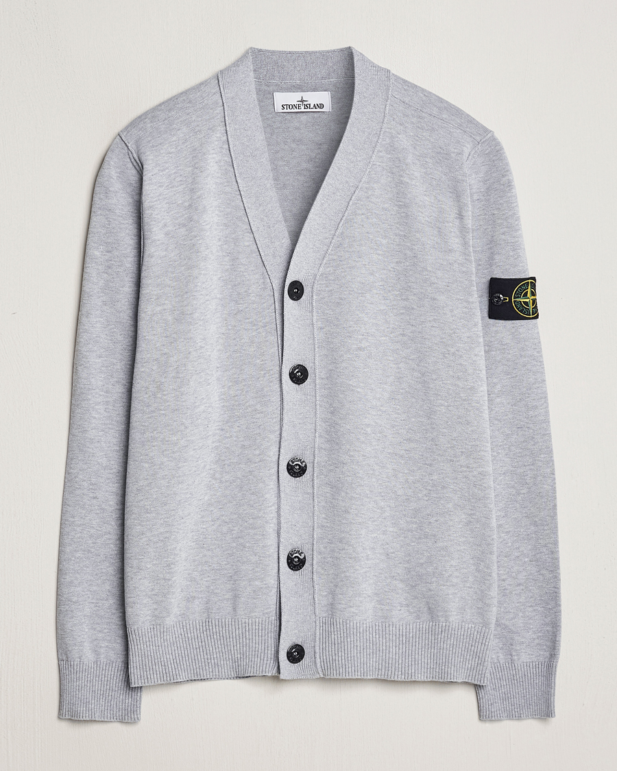 Hombres | Jerséis y prendas de punto | Stone Island | Soft Organic Cotton Cardigan Dark Grey Melange