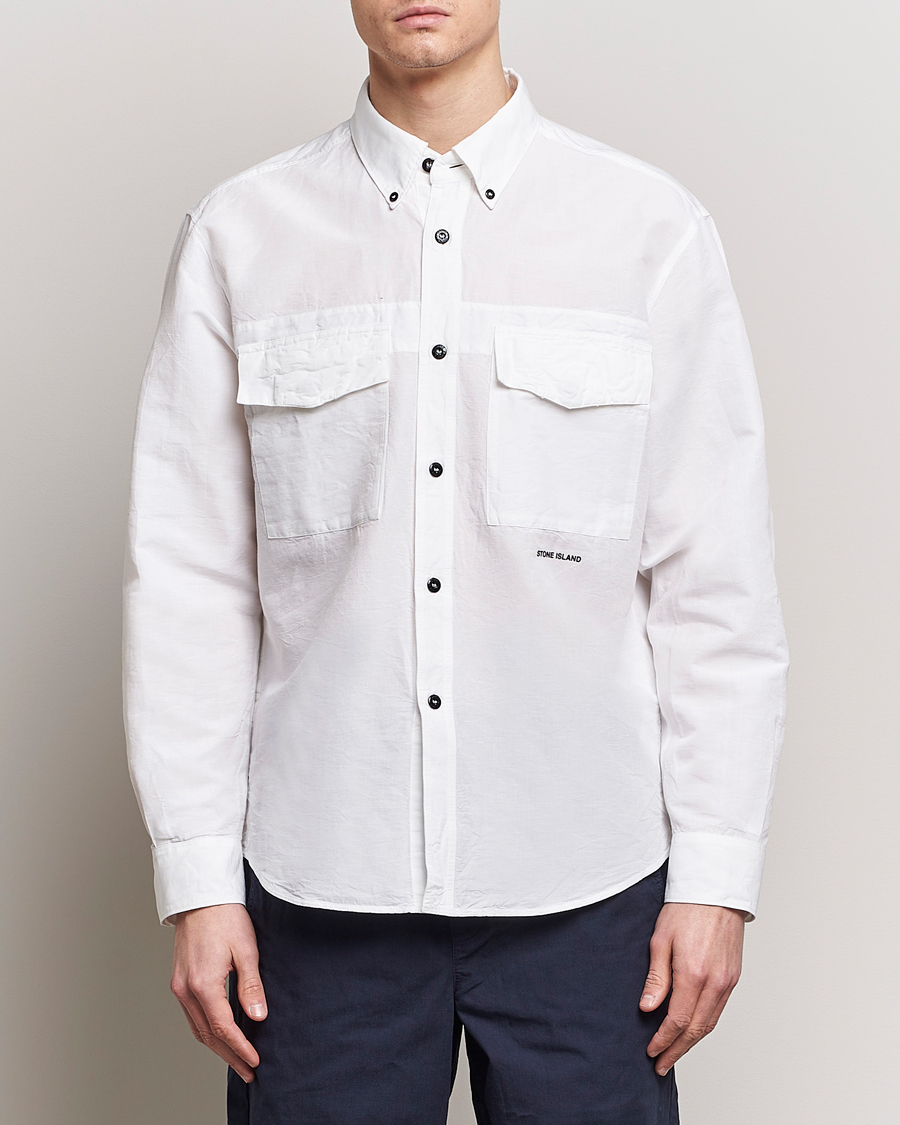 Hombres | Chaquetas tipo camisa | Stone Island | Cotton/Hemp Pocket Overshirt White