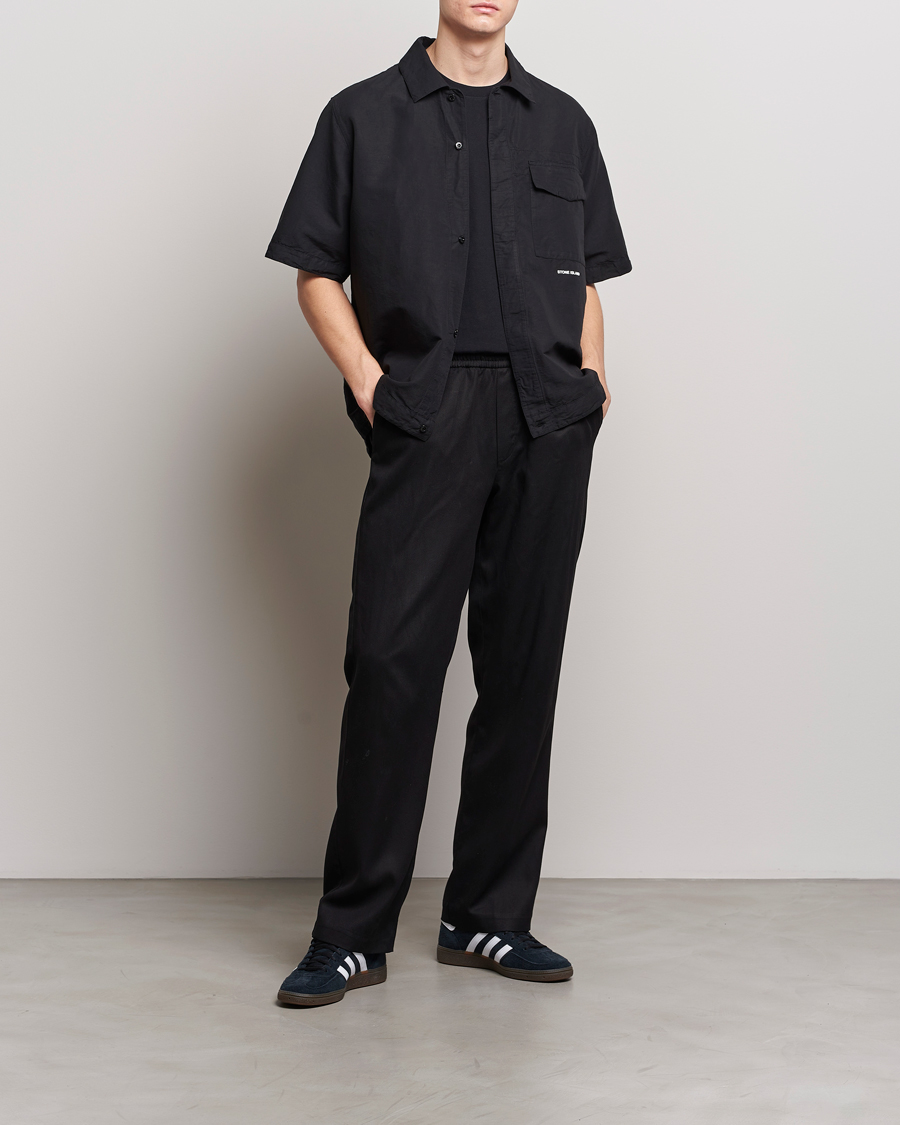 Hombres | Camisas | Stone Island | Cotton/Hemp Short Sleeve Shirts Black