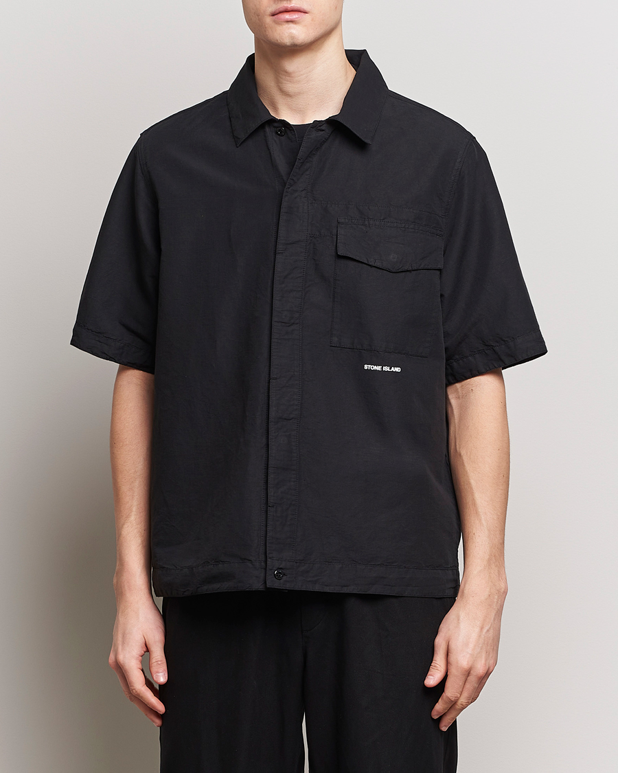 Hombres | Camisas | Stone Island | Cotton/Hemp Short Sleeve Shirts Black