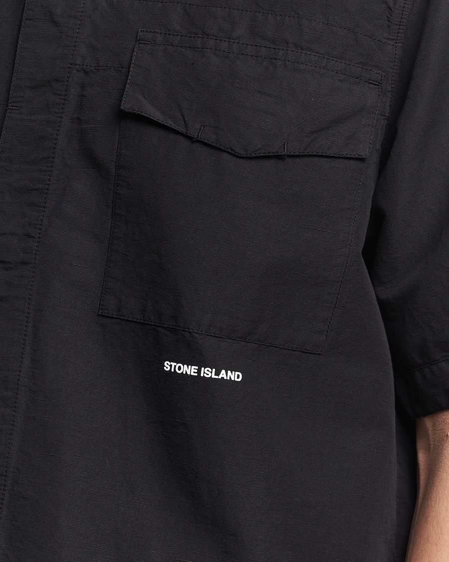 Hombres | Camisas | Stone Island | Cotton/Hemp Short Sleeve Shirts Black