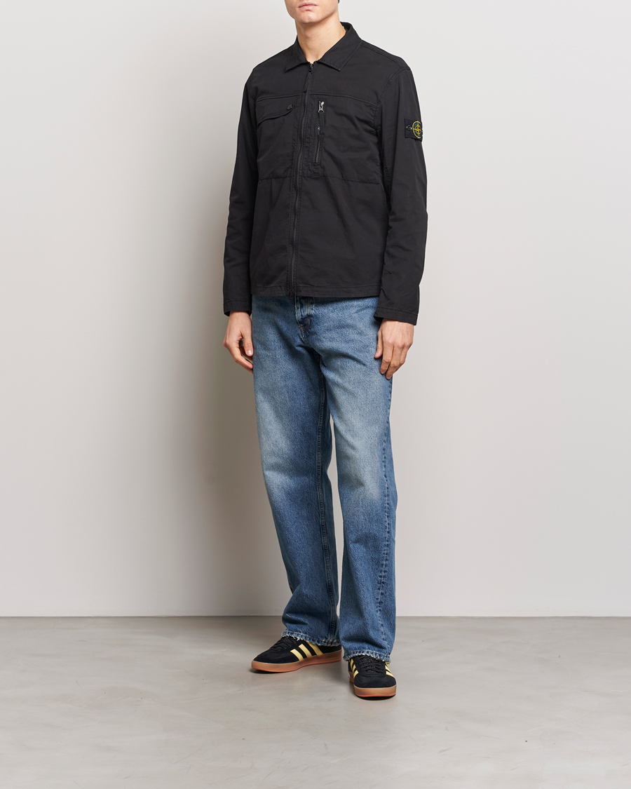 Hombres | Camisas | Stone Island | Cotton Twill Stretch Zip Overshirt Black