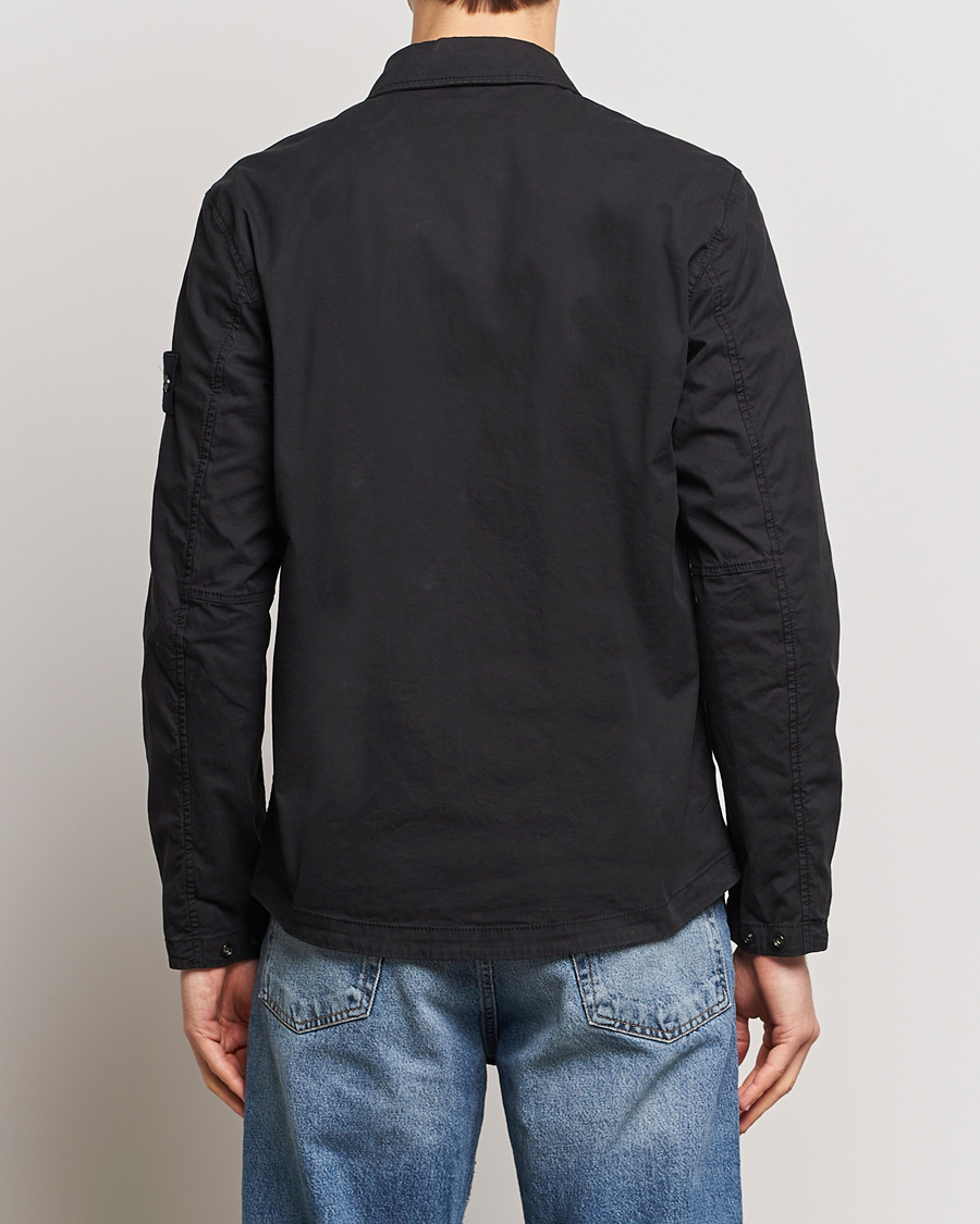 Hombres | Camisas | Stone Island | Cotton Twill Stretch Zip Overshirt Black
