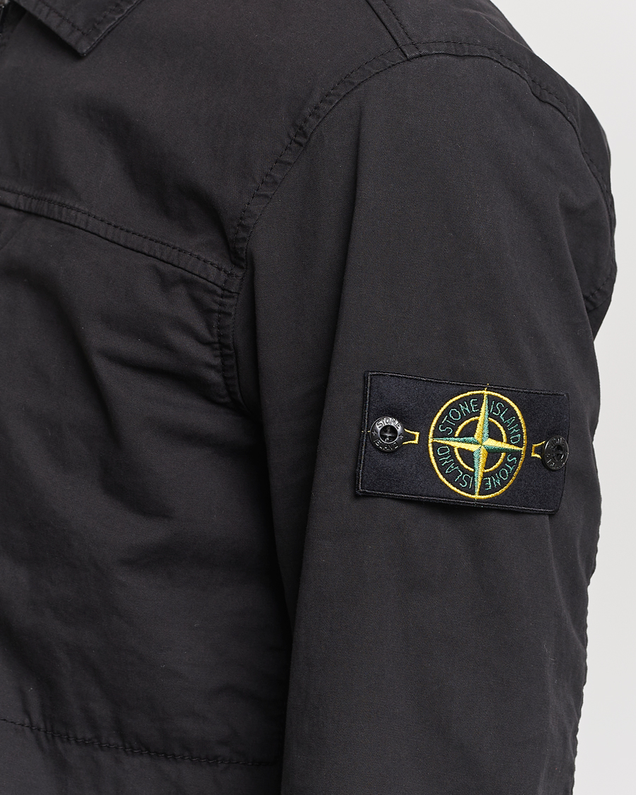 Hombres | Camisas | Stone Island | Cotton Twill Stretch Zip Overshirt Black