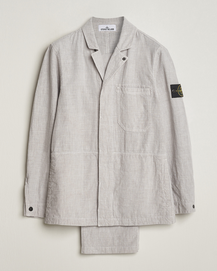 Hombres | Trajes | Stone Island | Linen Nylon Relaxed Suit Dove Grey