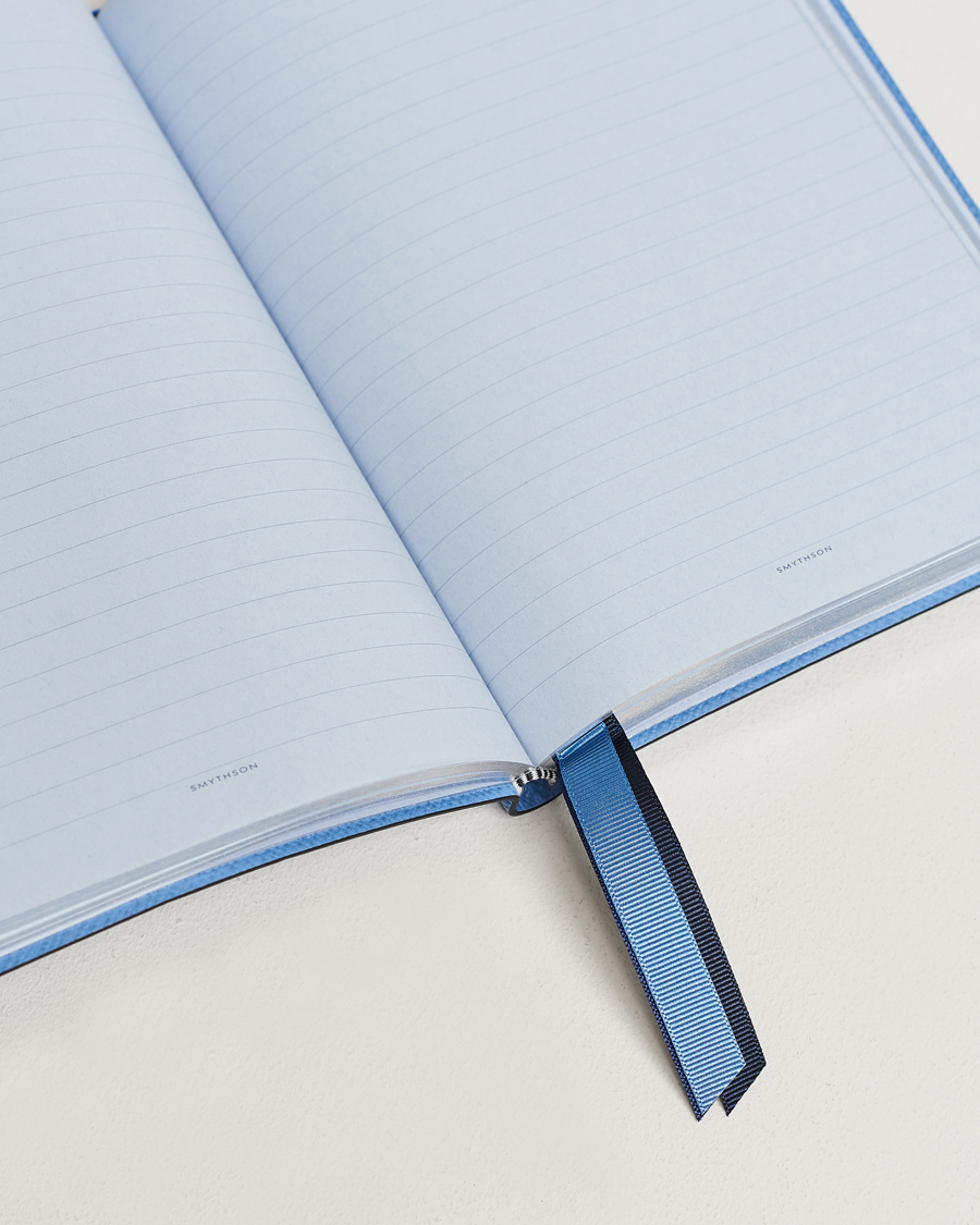 Hombres | Smythson Soho Notebook Ribbon Stripe Nile Blue | Smythson | Soho Notebook Ribbon Stripe Nile Blue