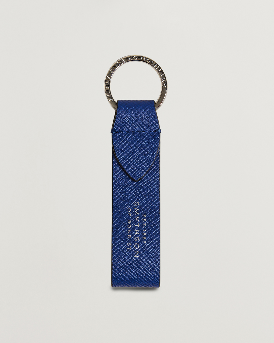 Hombres | llaveros | Smythson | Panama Leather Keyring Indigo