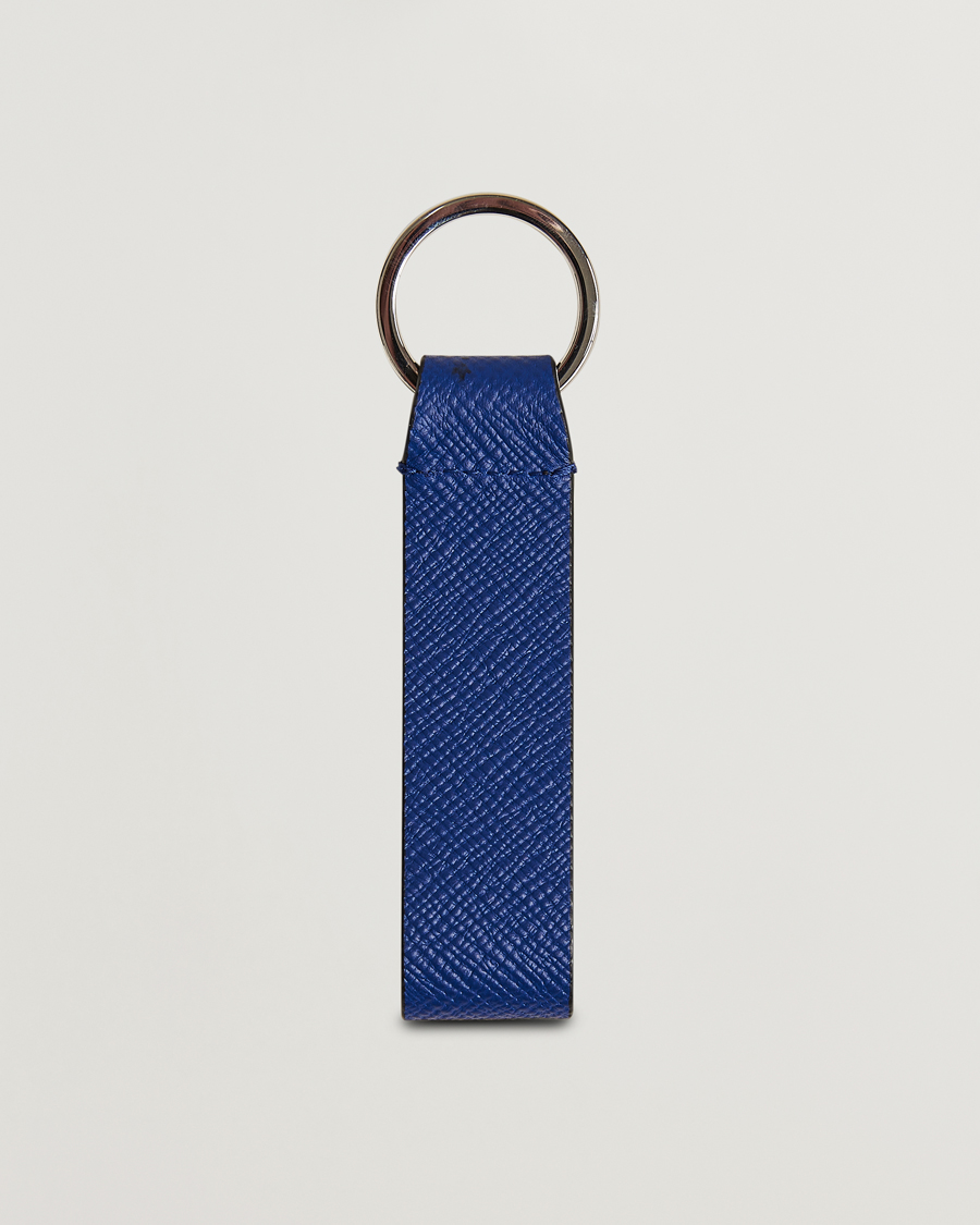 Hombres | llaveros | Smythson | Panama Leather Keyring Indigo