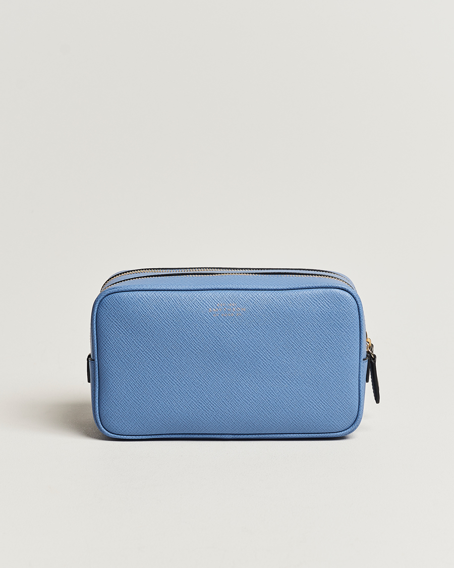 Hombres | Smythson Panama Double Zip Washbag Nile Blue | Smythson | Panama Double Zip Washbag Nile Blue