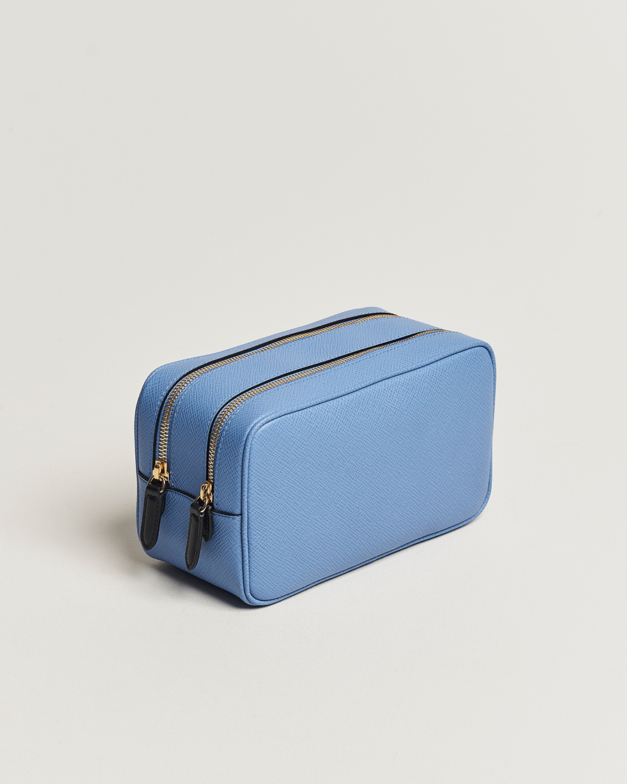 Hombres | Smythson Panama Double Zip Washbag Nile Blue | Smythson | Panama Double Zip Washbag Nile Blue