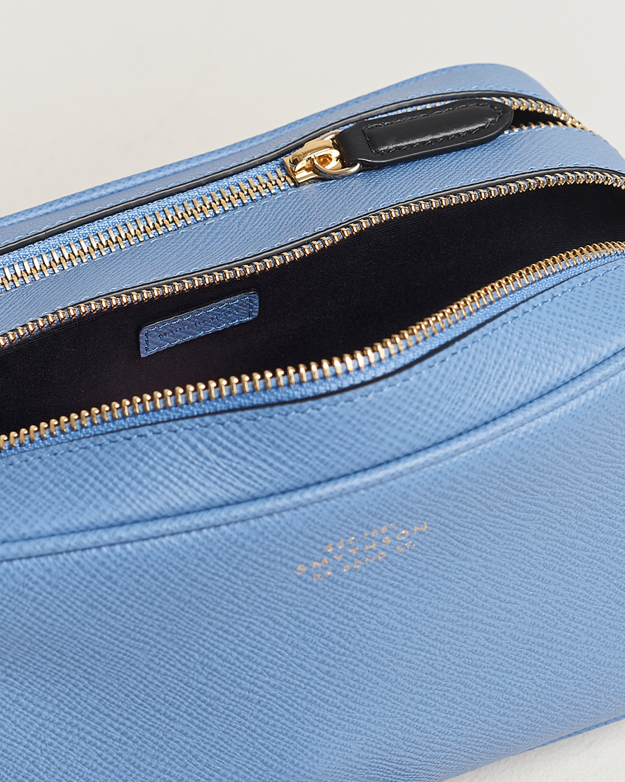 Hombres | Smythson Panama Double Zip Washbag Nile Blue | Smythson | Panama Double Zip Washbag Nile Blue
