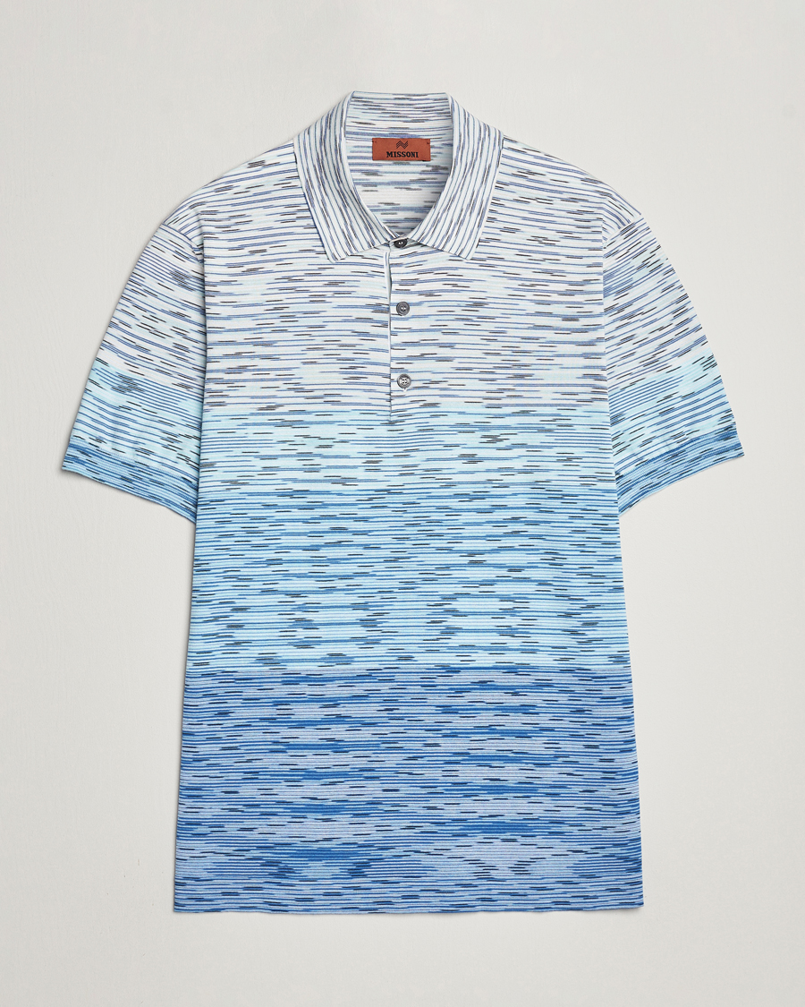 Hombres | Polos | Missoni | Space Dyed Knitted Polo White/Blue