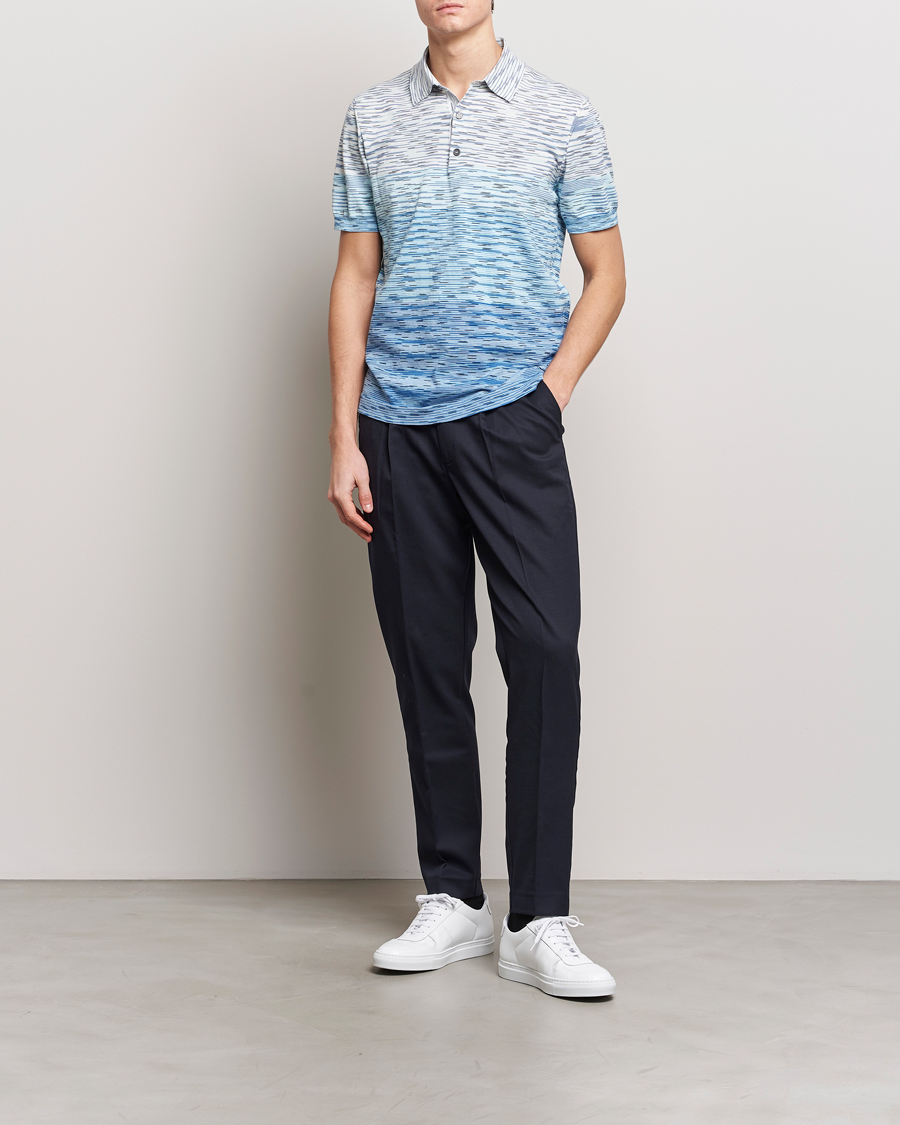 Hombres | Polos | Missoni | Space Dyed Knitted Polo White/Blue