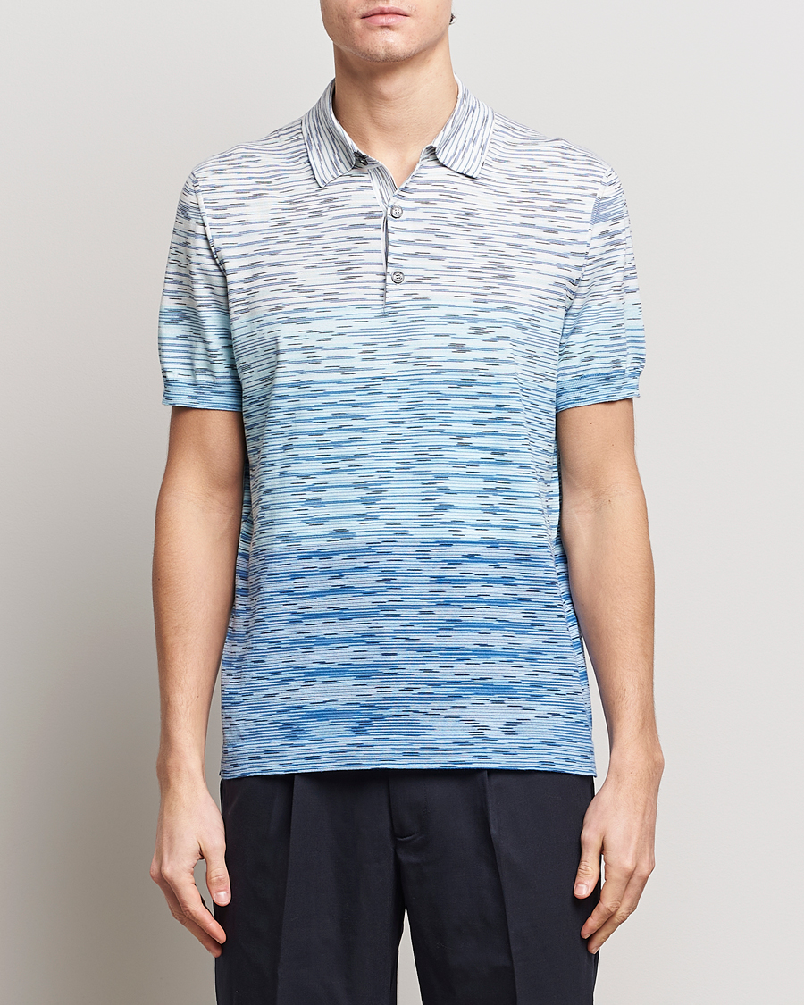 Hombres | Italian Department | Missoni | Space Dyed Knitted Polo White/Blue