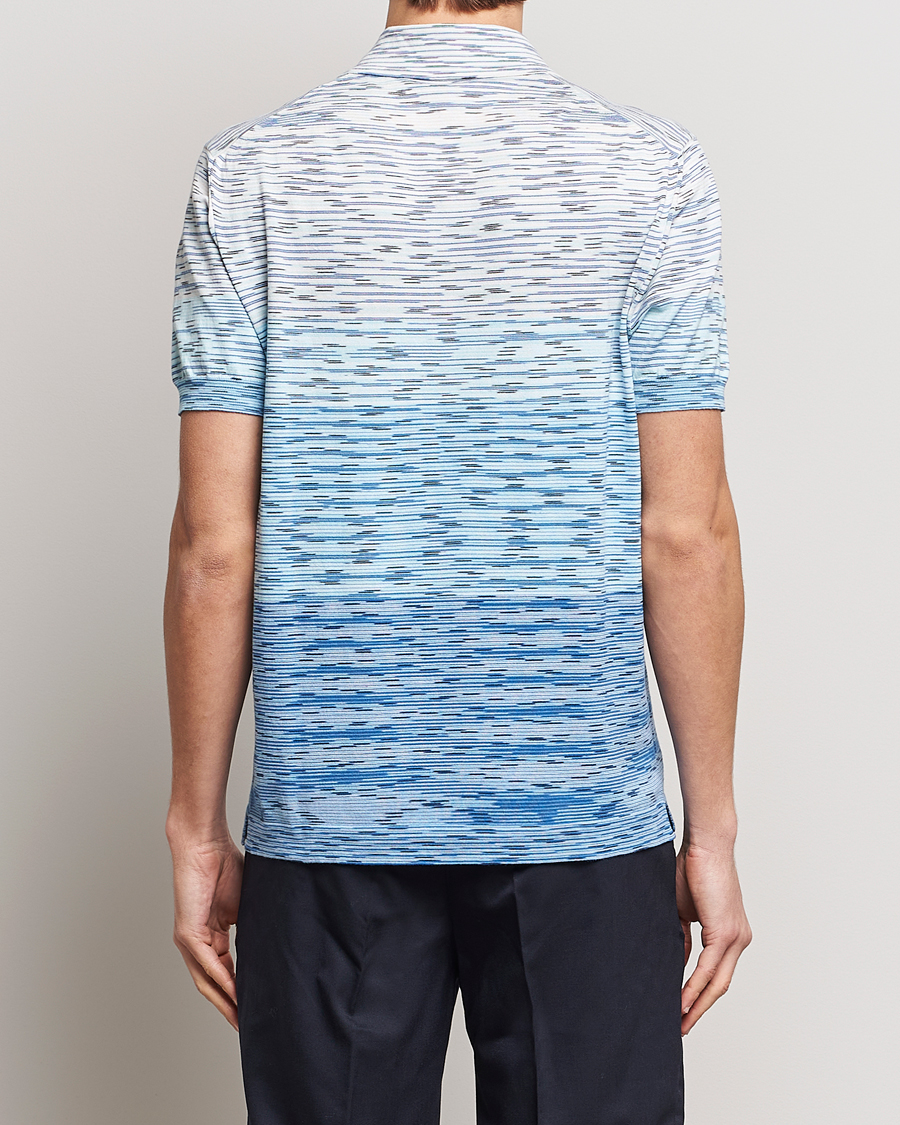 Hombres | Polos | Missoni | Space Dyed Knitted Polo White/Blue