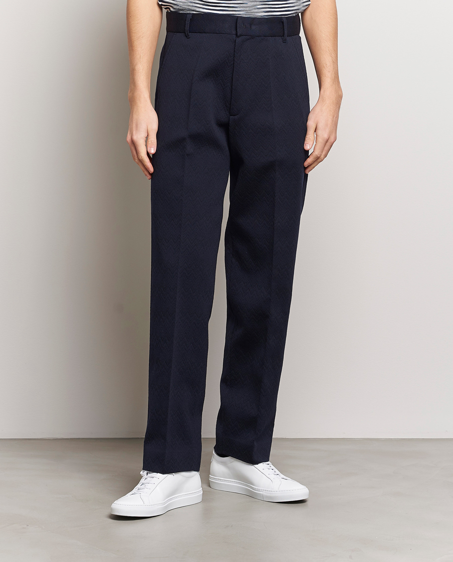 Hombres | Pantalones con cordón | Missoni | Chevron Wool Pants Navy