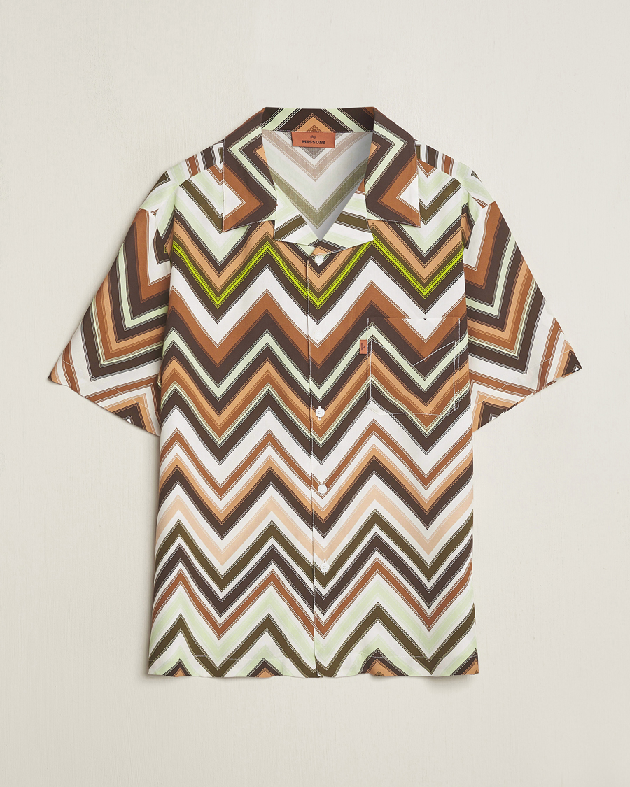 Hombres | Camisas | Missoni | Zig Zag Printed Camp Shirt Brown/Green