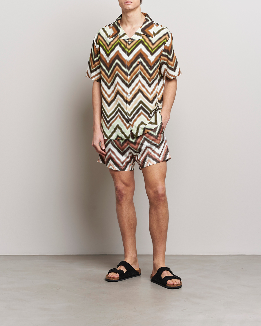 Hombres | Camisas | Missoni | Zig Zag Printed Camp Shirt Brown/Green