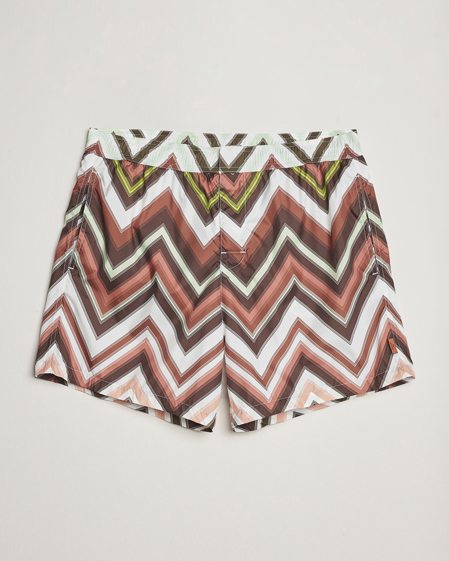 Hombres | Bañadores | Missoni | Zig Zag Printed Swim Shorts Brown/Green
