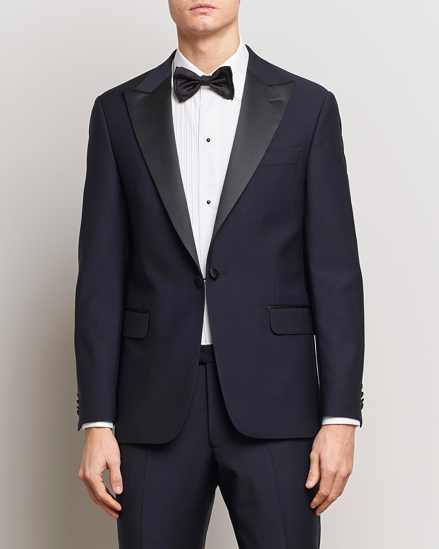 Men | Tuxedo Jackets | Oscar Jacobson | Frampton Wool Tuxedo Blazer Navy