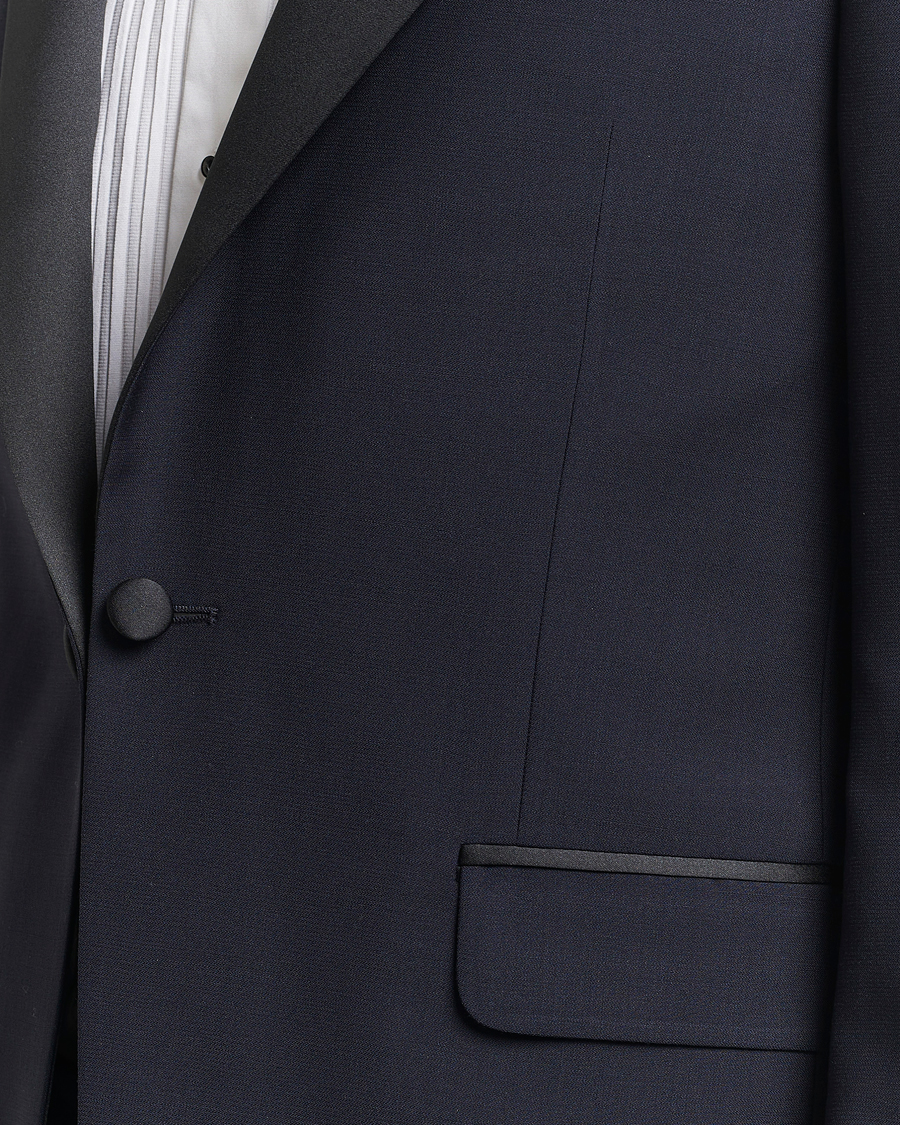Hombres | Blazers | Oscar Jacobson | Frampton Wool Tuxedo Blazer Navy