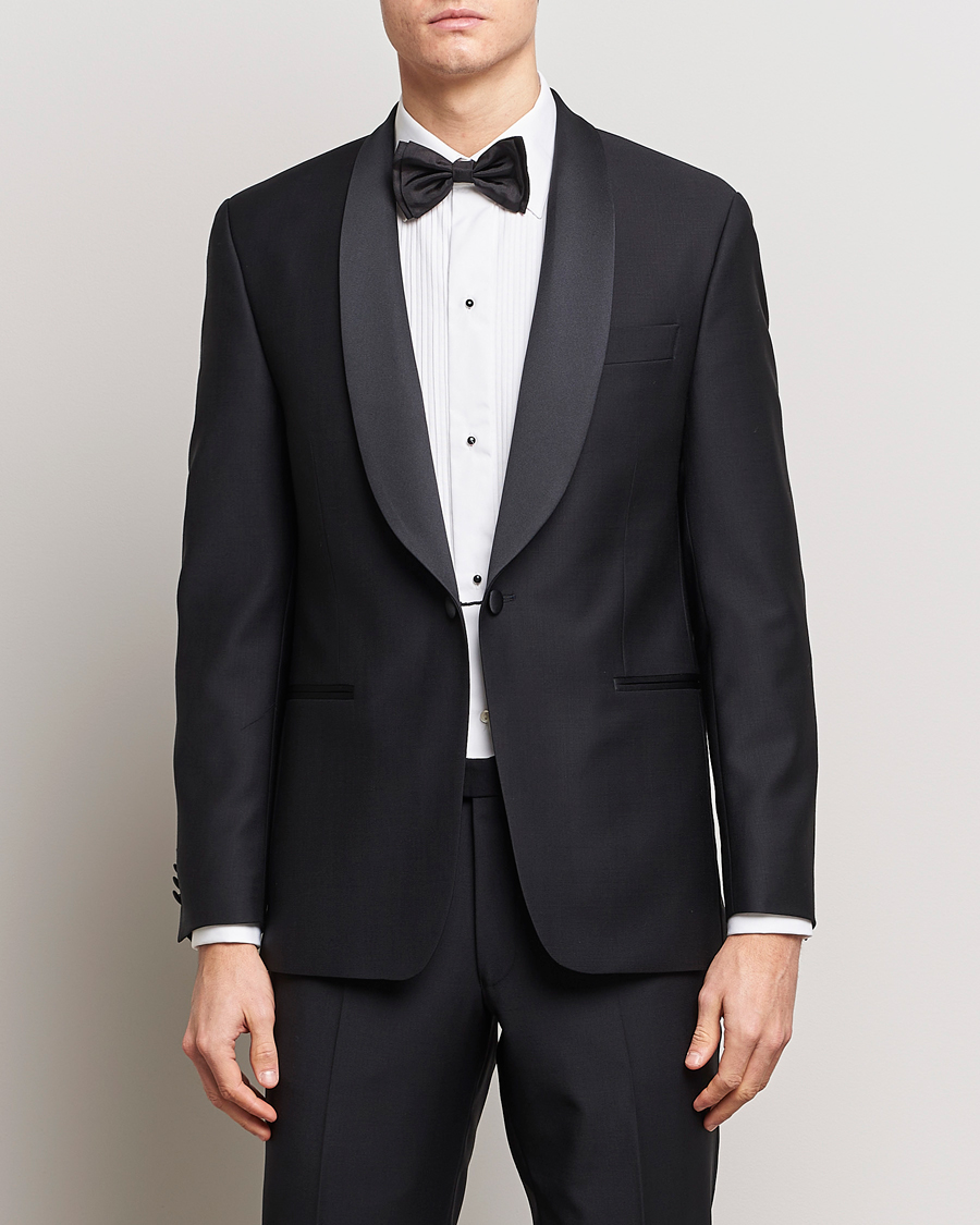 Men | Tuxedo Jackets | Oscar Jacobson | Figaro Wool Tuxedo Blazer Black