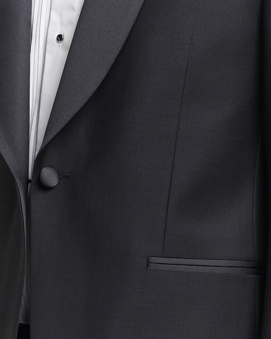 Hombres | Blazers | Oscar Jacobson | Figaro Wool Tuxedo Blazer Black