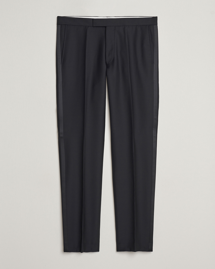 Hombres | Pantalones | Oscar Jacobson | Denz Wool Tuxedo Trousers Black
