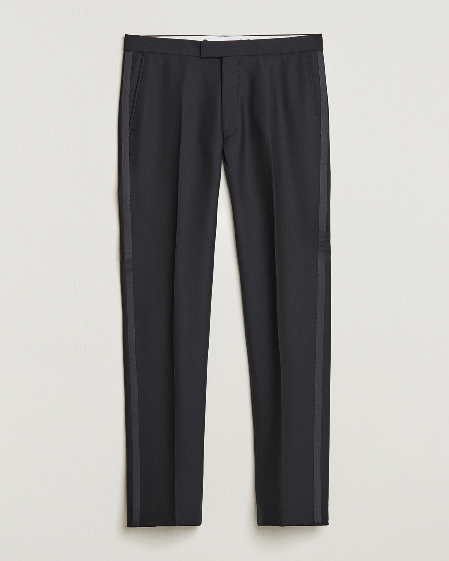 Hombres | Pantalones | Oscar Jacobson | Denz Straight Wool Tuxedo Trousers Black