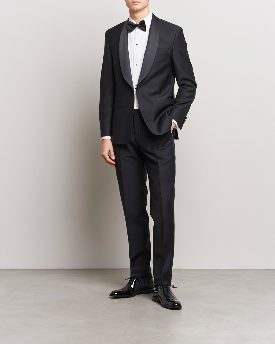 Hombres | Pantalones | Oscar Jacobson | Denz Straight Wool Tuxedo Trousers Black