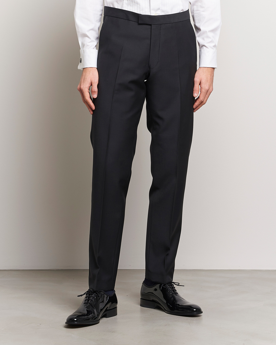 Hombres | Pantalones | Oscar Jacobson | Denz Straight Wool Tuxedo Trousers Black