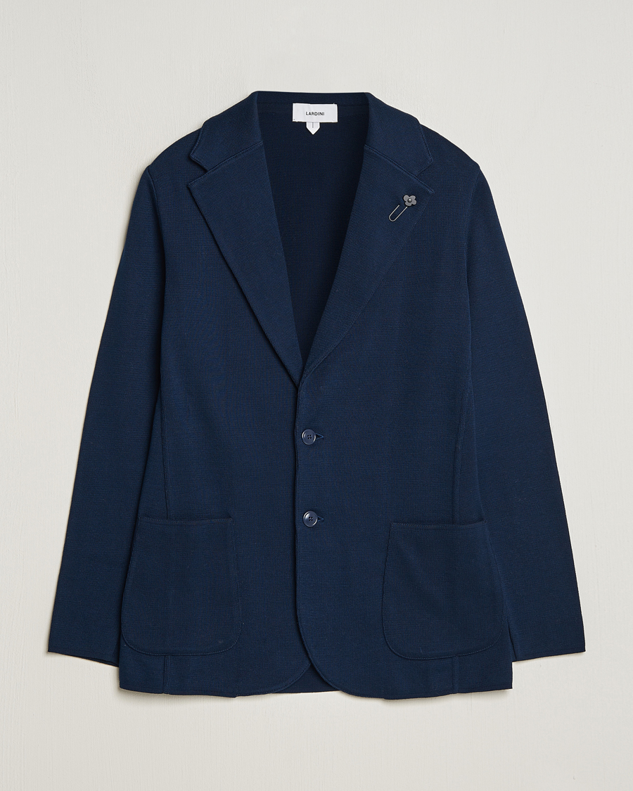 Hombres | Blazers | Lardini | Knitted Cotton Blazer Navy