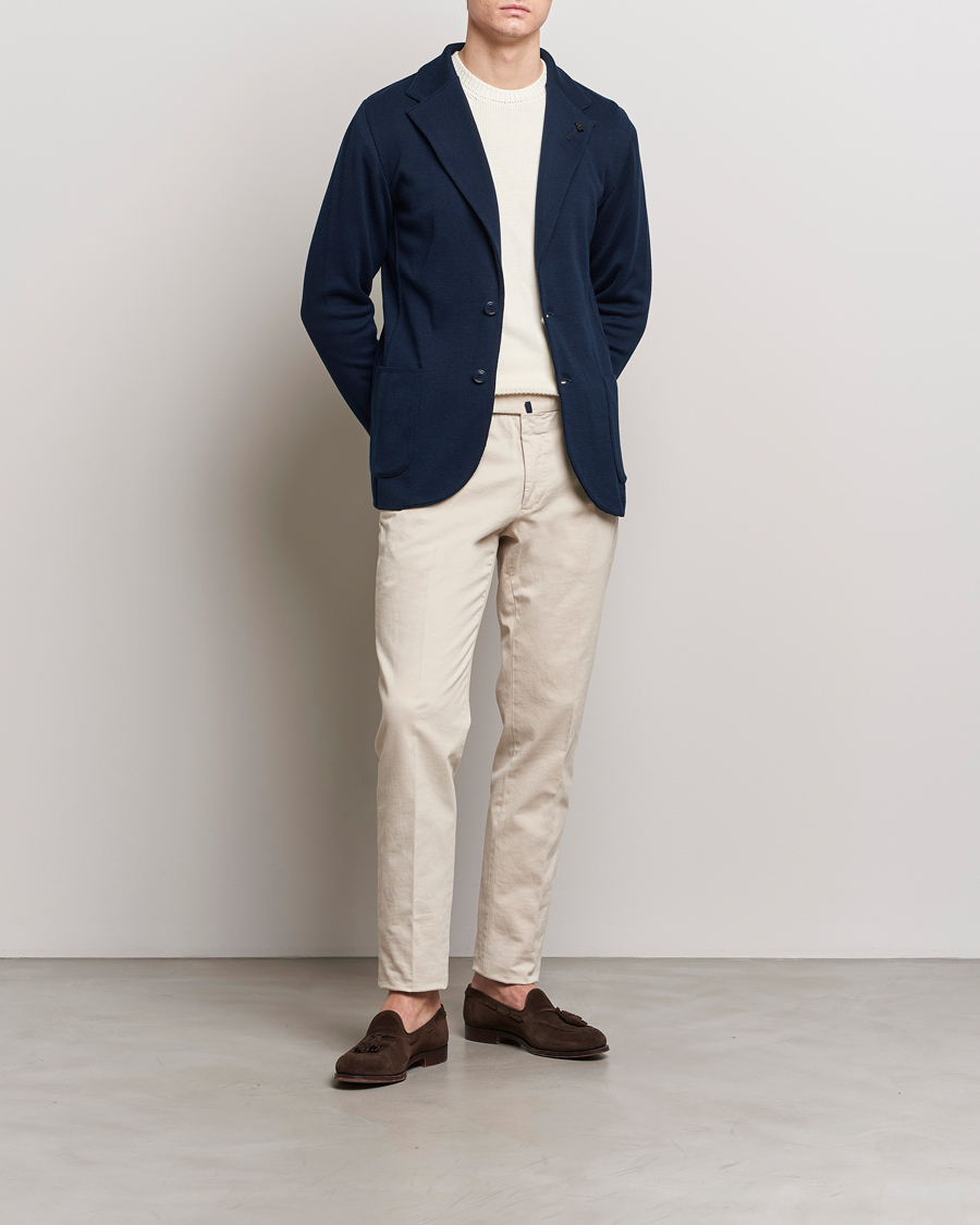 Hombres | Blazers | Lardini | Knitted Cotton Blazer Navy