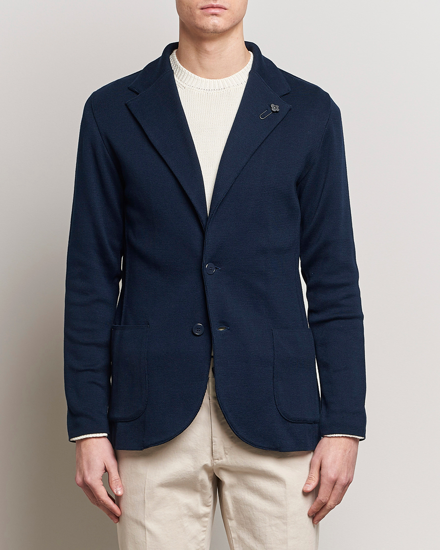 Hombres | Blazers | Lardini | Knitted Cotton Blazer Navy