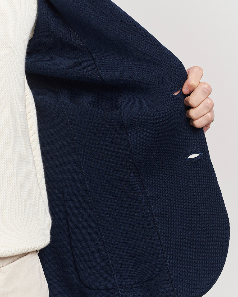 Hombres | Blazers | Lardini | Knitted Cotton Blazer Navy