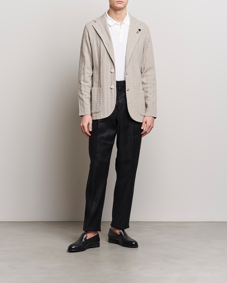 Hombres | Blazers | Lardini | Knitted Structure Cotton Blazer Beige