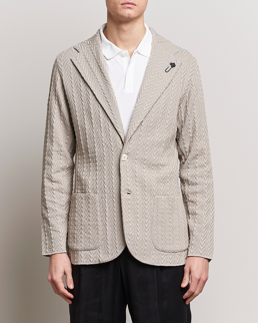 Hombres | Blazers | Lardini | Knitted Structure Cotton Blazer Beige