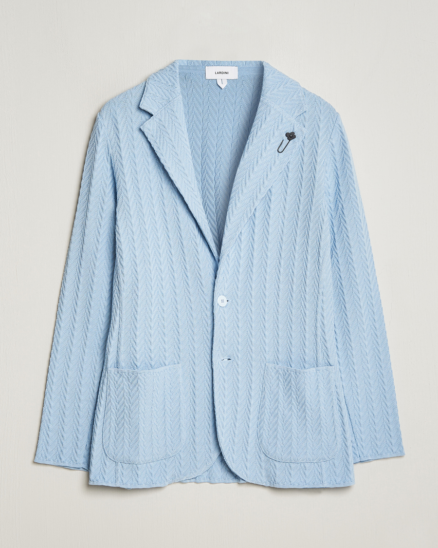 Hombres | Blazers | Lardini | Knitted Structure Cotton Blazer Light Blue
