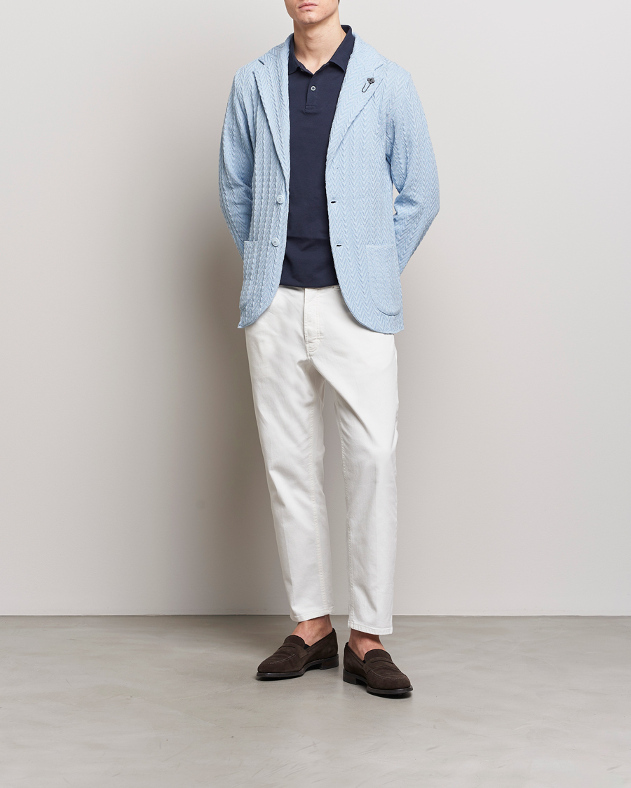 Hombres | Blazers | Lardini | Knitted Structure Cotton Blazer Light Blue