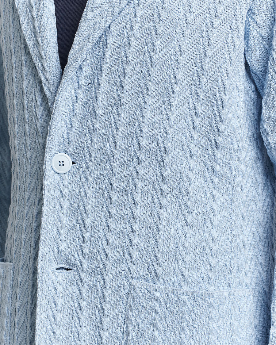 Hombres | Blazers | Lardini | Knitted Structure Cotton Blazer Light Blue